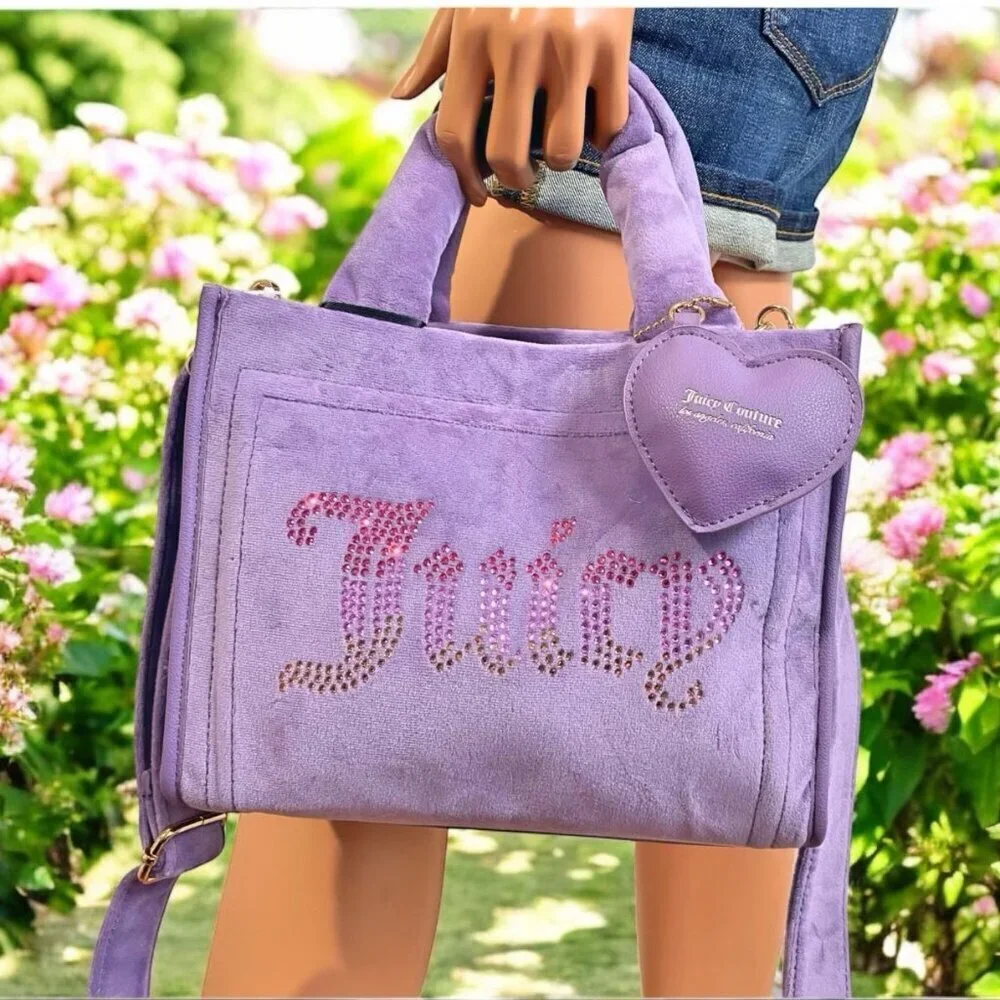 Juicy Couture Dusty Violet Big Spender Heart Charm Mini Tote Bag Satchel NWT